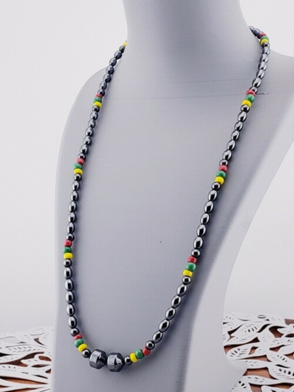 Multi Color Hematite Beaded Necklace